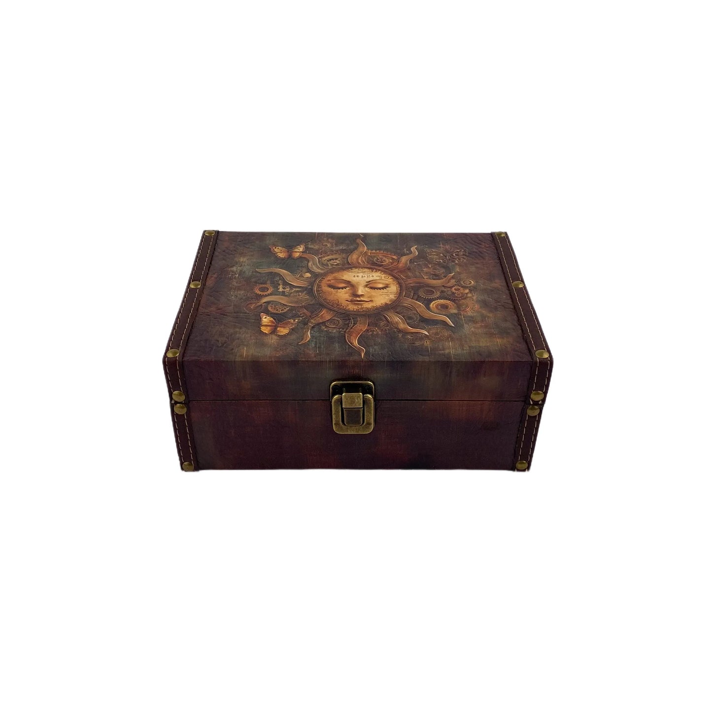 G131- Steampunk Sun wooden box