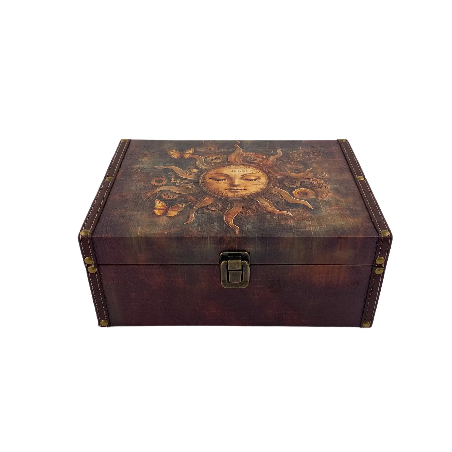 G131- Steampunk Sun wooden box