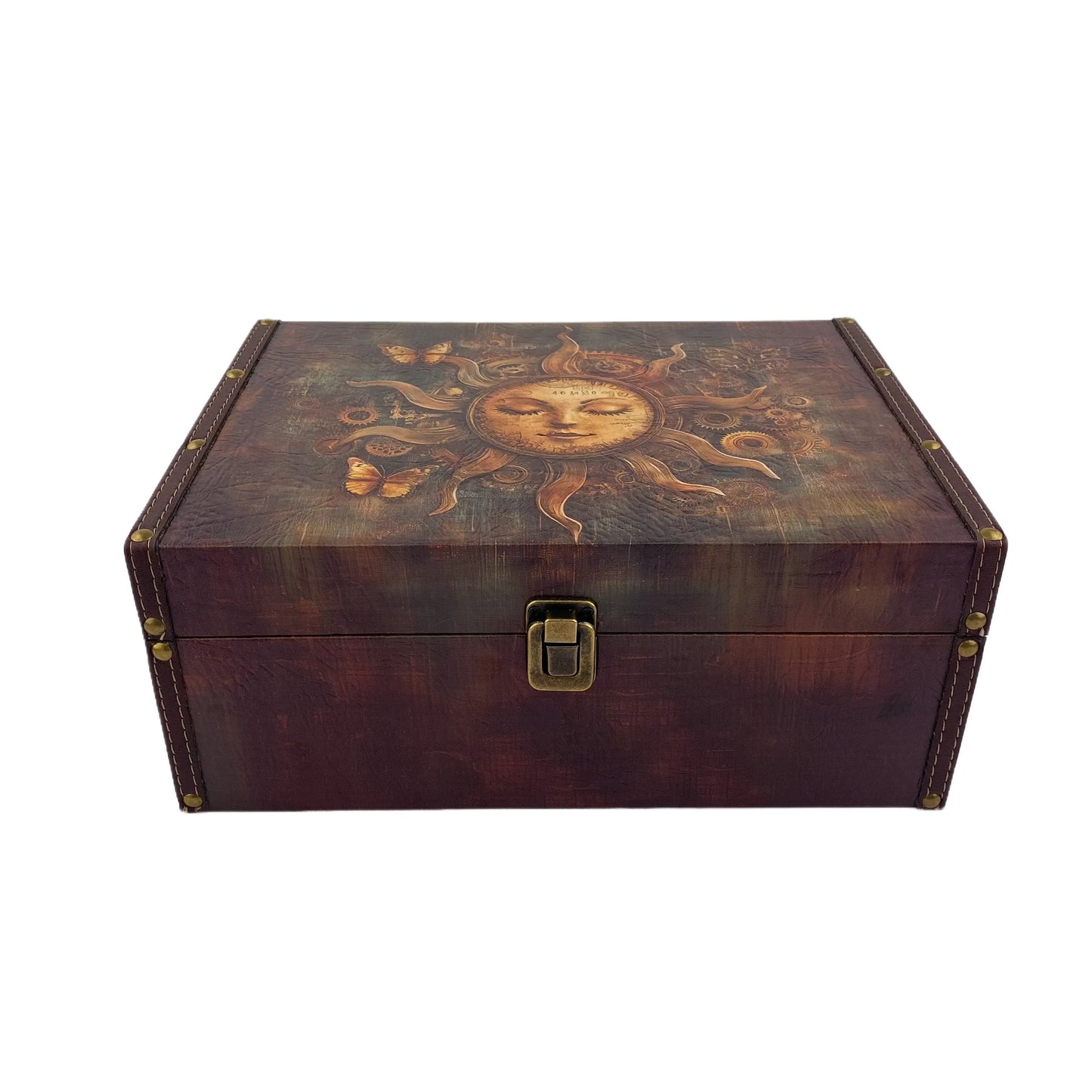 G131- Steampunk Sun wooden box