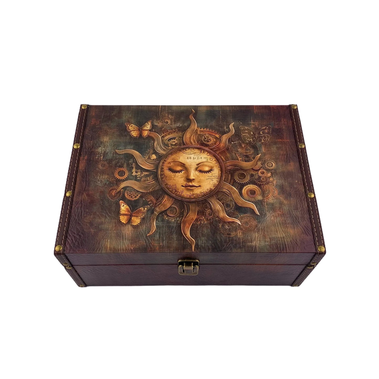 G131- Steampunk Sun wooden box