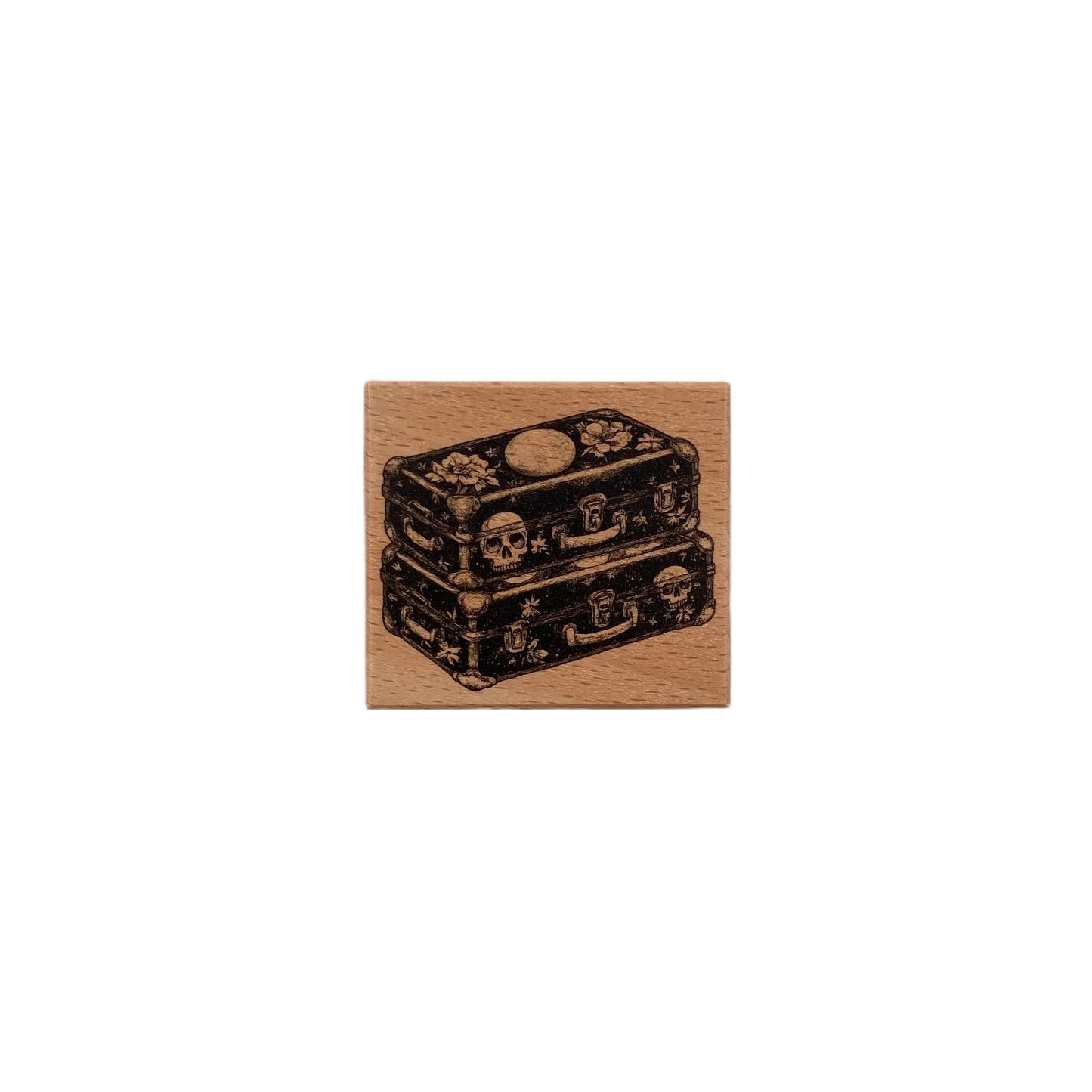 Skull Traveling Case Wooden Stamp 5*4cm