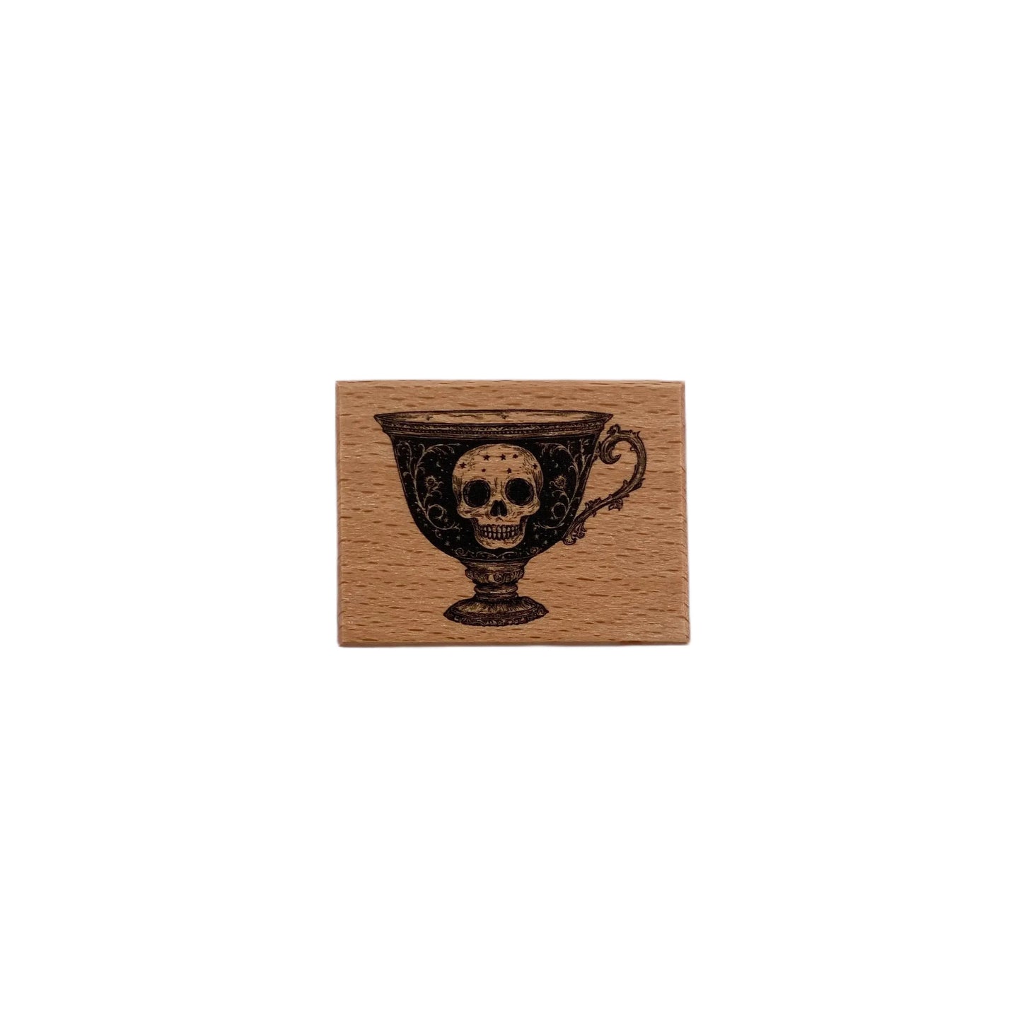 Skull Teacup Wooden Stamp 3.5*3.5cm