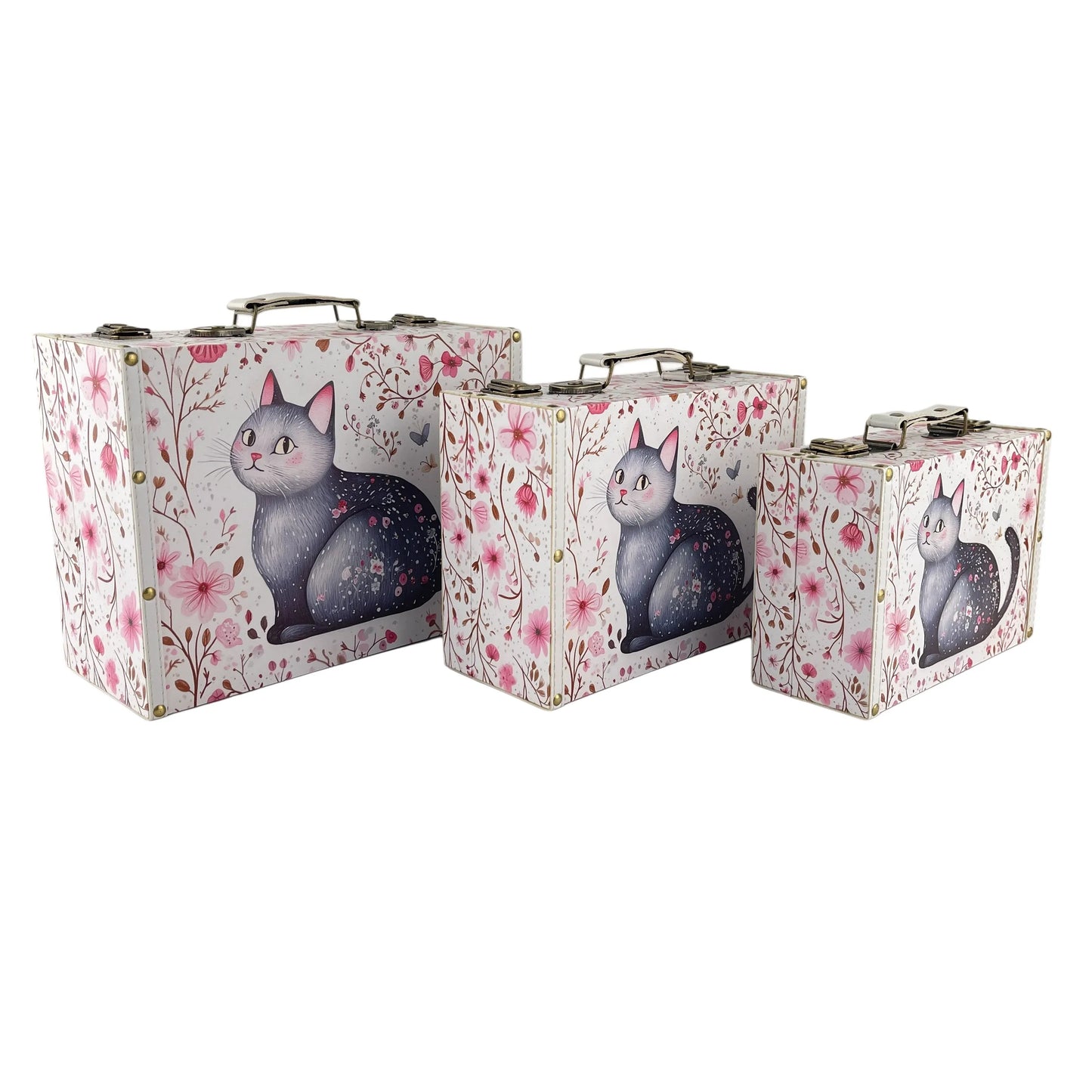 G285- Gray Cat Suitcase