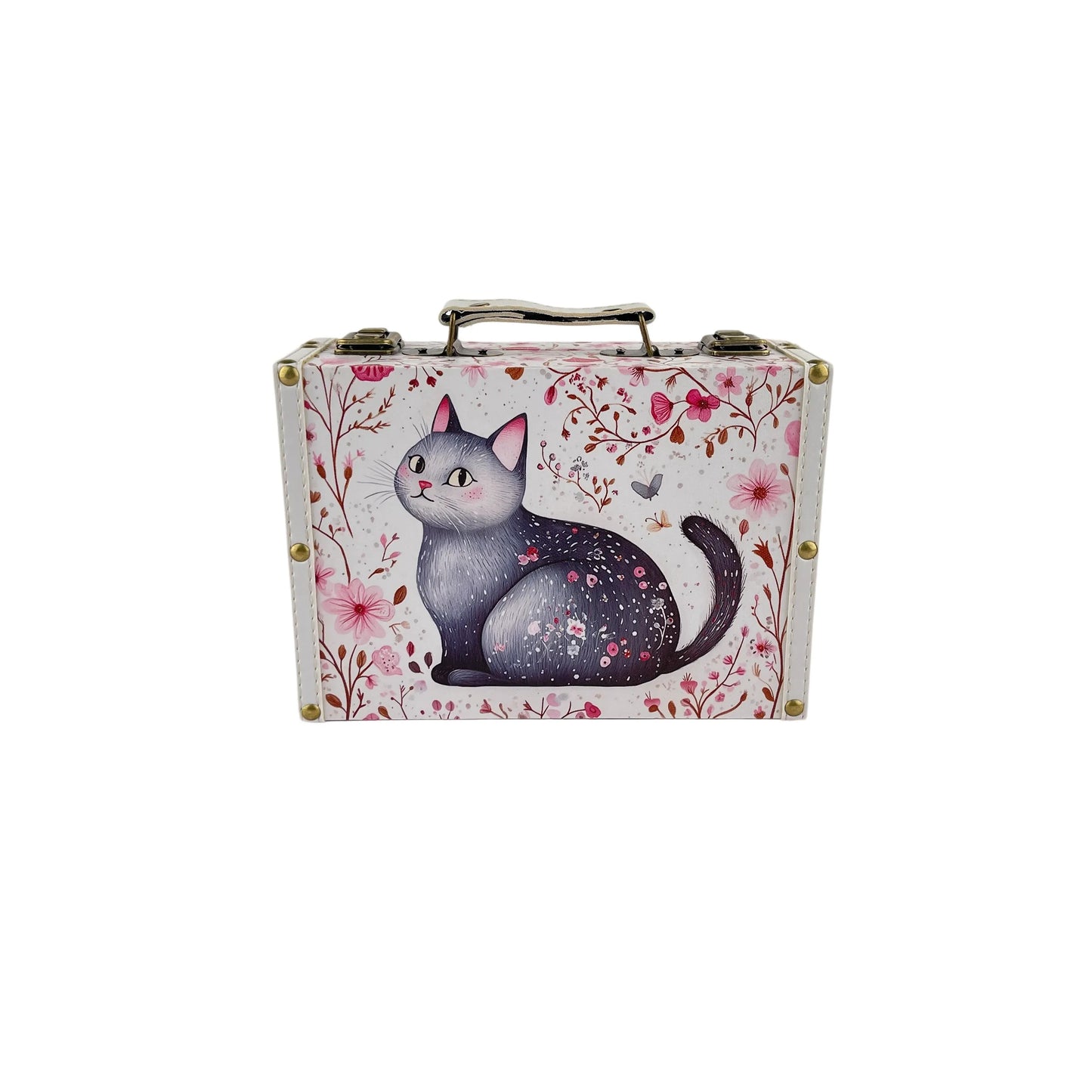 G285- Gray Cat Suitcase