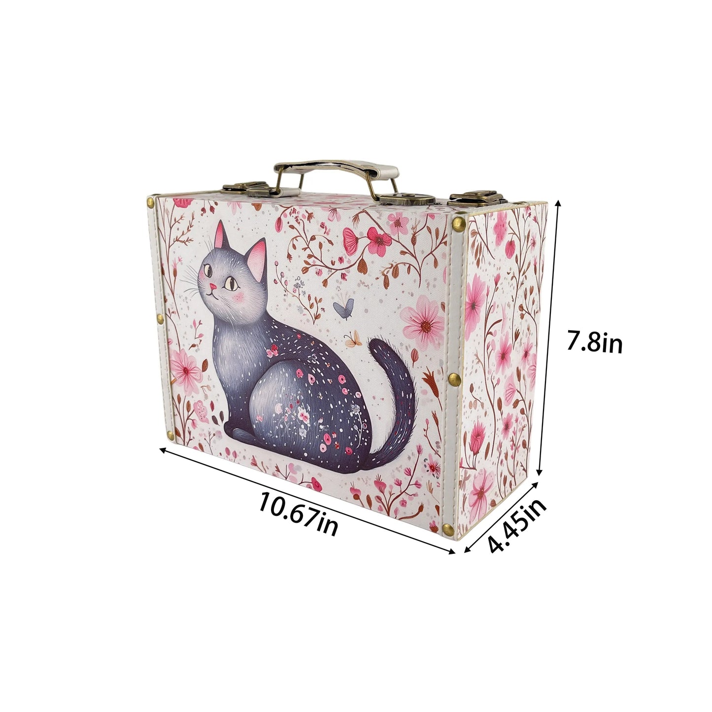 G285- Gray Cat Suitcase