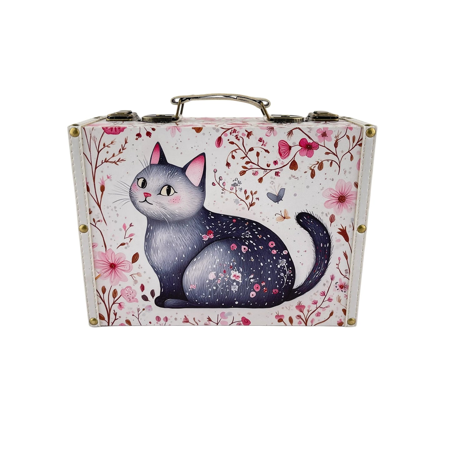 G285- Gray Cat Suitcase