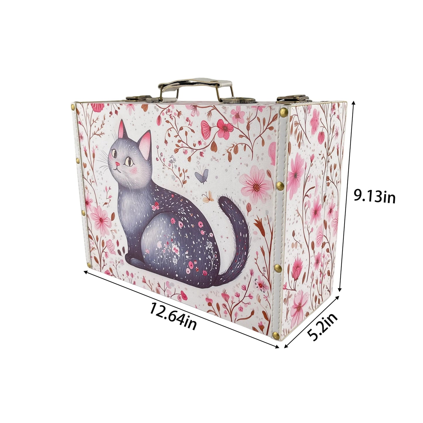 G285- Gray Cat Suitcase