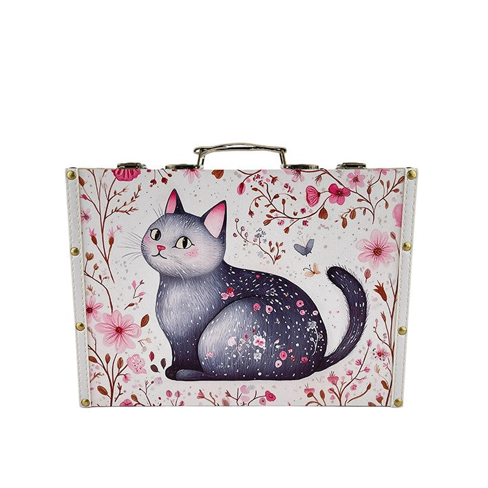 G285- Gray Cat Suitcase